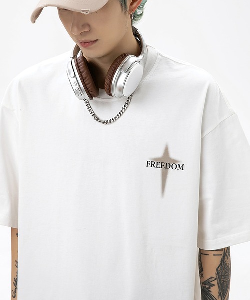 JOHNNY WOLF(ジョニーウルフ)の「HEINESEN オーバーサイズ クロスプリント ヘビーウェイトコットン Tシャツ(Tシャツ/カットソー・メンズ・ブルー/ブラック/ホワイト・S/M/L)」の8枚目の写真