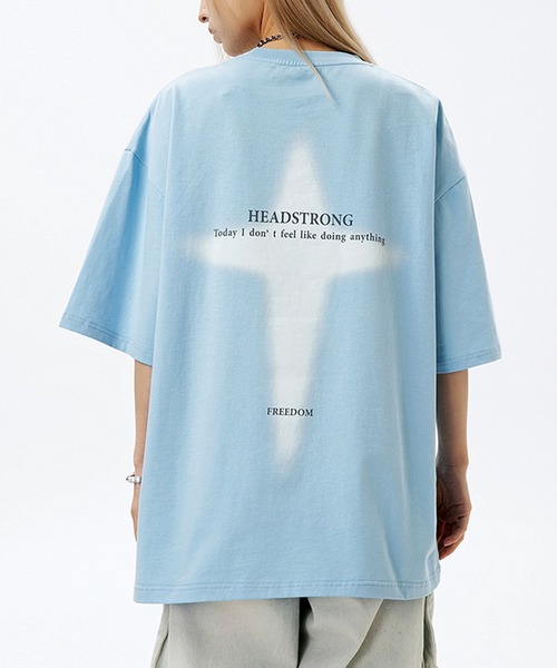 JOHNNY WOLF(ジョニーウルフ)の「HEINESEN オーバーサイズ クロスプリント ヘビーウェイトコットン Tシャツ(Tシャツ/カットソー・メンズ・ブルー/ブラック/ホワイト・S/M/L)」の18枚目の写真
