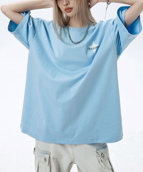 JOHNNY WOLF(ジョニーウルフ)の「HEINESEN オーバーサイズ クロスプリント ヘビーウェイトコットン Tシャツ(Tシャツ/カットソー・メンズ・ブルー/ブラック/ホワイト・S/M/L)」の20枚目の写真