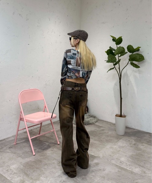 sedacle girl(セダクルガール)の「アソートヘンリーネックサーマルロンT(Tシャツ/カットソー・レディース・ドット/オレンジ系その他/レオパード・FREE)」の19枚目の写真