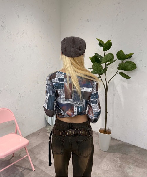 sedacle girl(セダクルガール)の「アソートヘンリーネックサーマルロンT(Tシャツ/カットソー・レディース・ドット/オレンジ系その他/レオパード・FREE)」の14枚目の写真