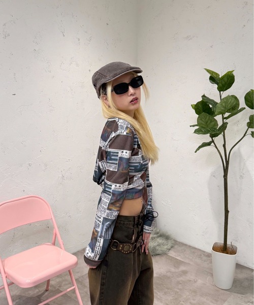 sedacle girl(セダクルガール)の「アソートヘンリーネックサーマルロンT(Tシャツ/カットソー・レディース・ドット/オレンジ系その他/レオパード・FREE)」の15枚目の写真