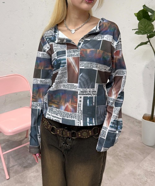 sedacle girl(セダクルガール)の「アソートヘンリーネックサーマルロンT(Tシャツ/カットソー・レディース・ドット/オレンジ系その他/レオパード・FREE)」の12枚目の写真