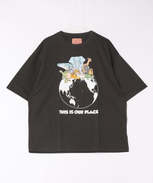 CORISCO(コリスコ)の「アニマル地球柄Tシャツ(M1)(Tシャツ/カットソー・メンズ・チャコールグレー/ブラック/ホワイト/オートミール・X-LARGE/LARGE/MEDIUM)」の14枚目の写真
