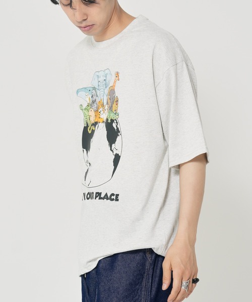 CORISCO(コリスコ)の「アニマル地球柄Tシャツ(M1)(Tシャツ/カットソー・メンズ・チャコールグレー/ブラック/ホワイト/オートミール・X-LARGE/LARGE/MEDIUM)」の15枚目の写真