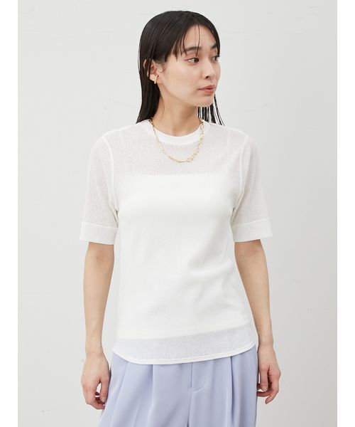 Mila Owen(ミラオーウェン)の「イージーケアレイヤード半袖カットトップス(Tシャツ/カットソー・レディース・ブラック/ダークブラウン/ライム/ホワイト・1/0)」の16枚目の写真