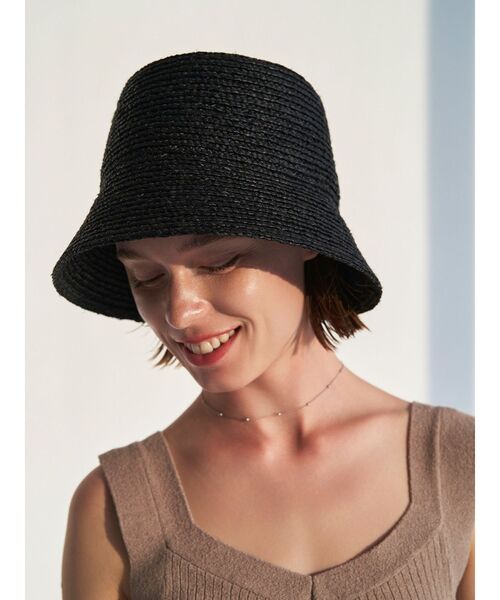 ELENDEEK（エレンディーク）の「ストローブレードハット（ハット・レディース・ベージュ/ブラック・FREE）」の3枚目の写真