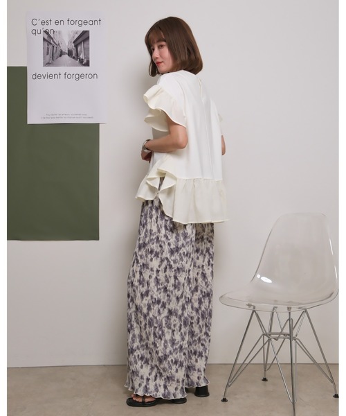 palm RICHE(ポームリシュ)の「ぼかし柄ワッシャープリーツリラックスパンツ(その他パンツ・レディース・グレー/ブラック・M)」の5枚目の写真