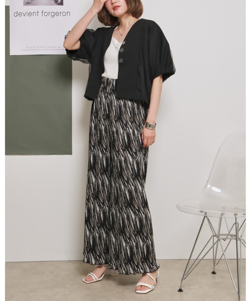 palm RICHE(ポームリシュ)の「ぼかし柄ワッシャープリーツリラックスパンツ(その他パンツ・レディース・グレー/ブラック・M)」の18枚目の写真