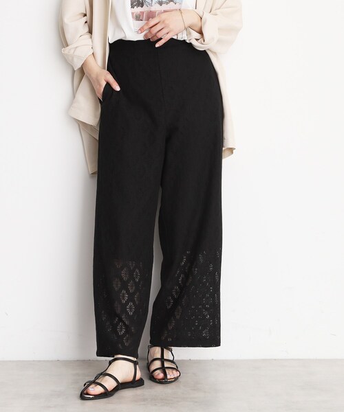 THE SHOP TK (ザ ショップ ティーケー )の「レースワイドパンツ【洗濯機OK】(その他パンツ・レディース・ブラック/オフホワイト・13/12)」の9枚目の写真