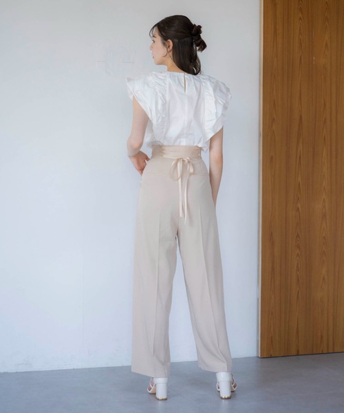 NOELA（ノエラ）の「ワイドストレートタックパンツ（その他パンツ・レディース・カーキ/オフホワイト/ベージュ・S/M）」の2枚目の写真