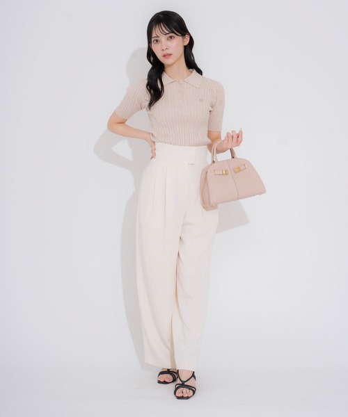 NOELA（ノエラ）の「ワイドストレートタックパンツ（その他パンツ・レディース・カーキ/オフホワイト/ベージュ・S/M）」の4枚目の写真