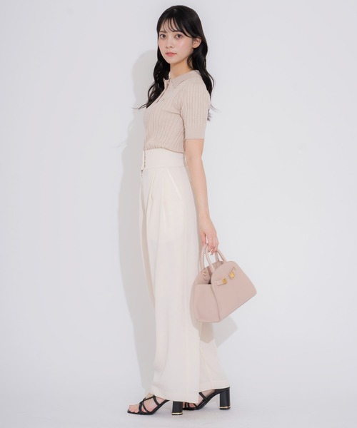 NOELA（ノエラ）の「ワイドストレートタックパンツ（その他パンツ・レディース・カーキ/オフホワイト/ベージュ・S/M）」の5枚目の写真