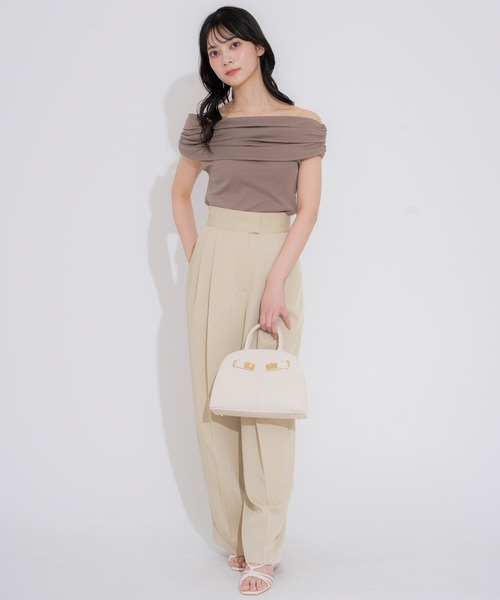 NOELA（ノエラ）の「ワイドストレートタックパンツ（その他パンツ・レディース・カーキ/オフホワイト/ベージュ・S/M）」の12枚目の写真