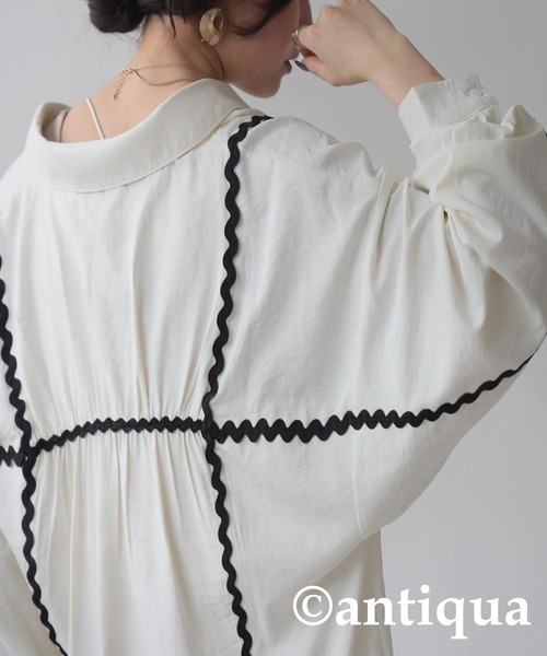 antiqua（アンティカ）の「配色シャツ（シャツ/ブラウス・レディース・オフホワイト/ブラック・ONESIZE）」の11枚目の写真