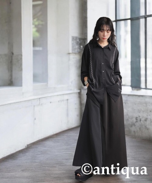 antiqua（アンティカ）の「配色シャツ（シャツ/ブラウス・レディース・オフホワイト/ブラック・ONESIZE）」の12枚目の写真