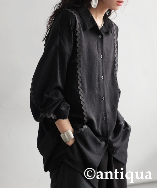 antiqua（アンティカ）の「配色シャツ（シャツ/ブラウス・レディース・オフホワイト/ブラック・ONESIZE）」の13枚目の写真