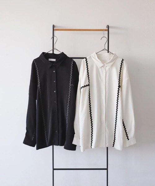 antiqua（アンティカ）の「配色シャツ（シャツ/ブラウス・レディース・オフホワイト/ブラック・ONESIZE）」の17枚目の写真