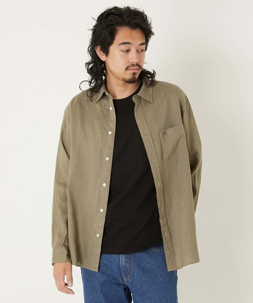 HOLLYWOOD RANCH MARKET(ハリウッドランチマーケット)の「STL0063 カリフォルニアリネン レギュラーカラーシャツ(シャツ/ブラウス・メンズ・ホワイト/ブラック/オリーブ・SMALL/MEDIUM/LARGE/X-LARGE)」の17枚目の写真