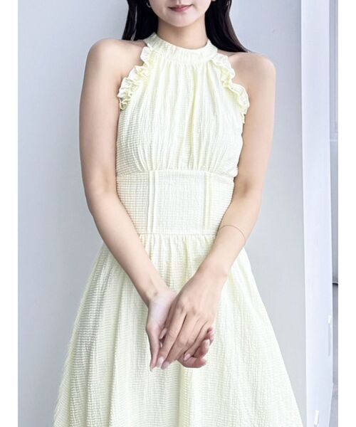 dazzlin（ダズリン）の「アメスリフリルシェイプワンピース（ワンピース・レディース・イエロー/オフホワイト/ブラウン/ブラック・MEDIUM/SMALL）」の13枚目の写真