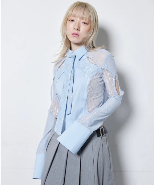 neith. Mesh Tied Shirt ネイス Mesh Tied Shirt(White) – neith.onlinestore