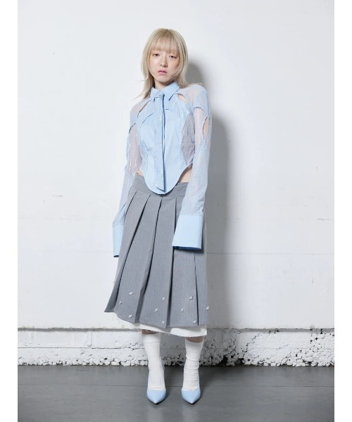 neith. Mesh Tied Shirt ネイス Mesh Tied Shirt(White) – neith.onlinestore