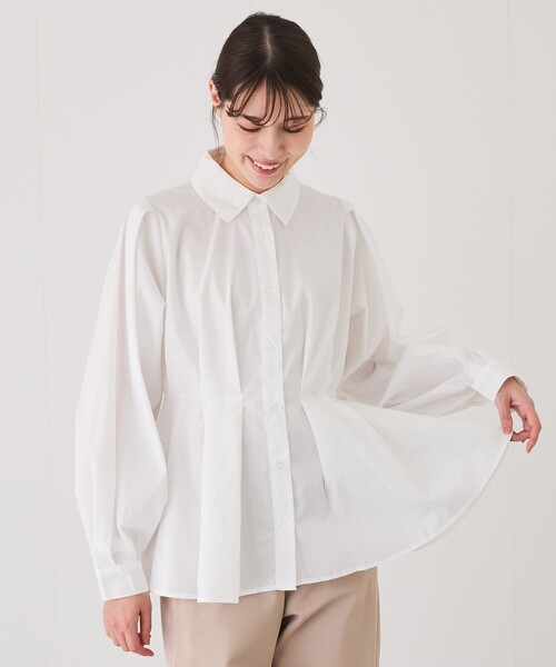 Jayro(ジャイロ)の「ウエストボリュームタックシャツカラーブラウス(シャツ/ブラウス・レディース・ブラック/ブルー/ホワイト系その他/レッド・M)」の7枚目の写真