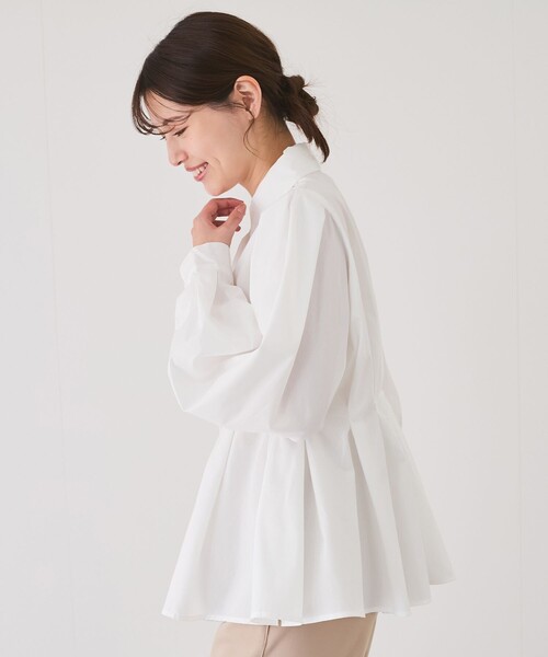 Jayro(ジャイロ)の「ウエストボリュームタックシャツカラーブラウス(シャツ/ブラウス・レディース・ブラック/ブルー/ホワイト系その他/レッド・M)」の8枚目の写真