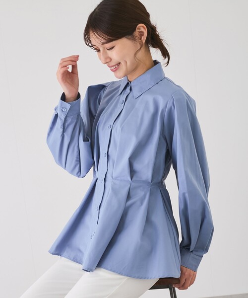 Jayro(ジャイロ)の「ウエストボリュームタックシャツカラーブラウス(シャツ/ブラウス・レディース・ブラック/ブルー/ホワイト系その他/レッド・M)」の19枚目の写真