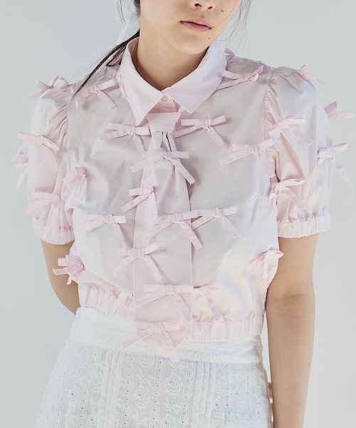 PAIN（ペイン）の「リボンパフスリーブブラウス/シャツ【セットアップ対応】（シャツ/ブラウス・レディース・ホワイト/ブラック/ピンク・FREE）」の20枚目の写真