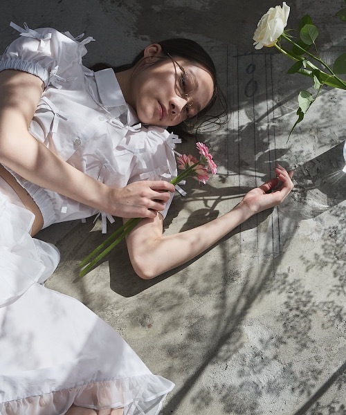 PAIN（ペイン）の「リボンパフスリーブブラウス/シャツ【セットアップ対応】（シャツ/ブラウス・レディース・ホワイト/ブラック/ピンク・FREE）」の9枚目の写真