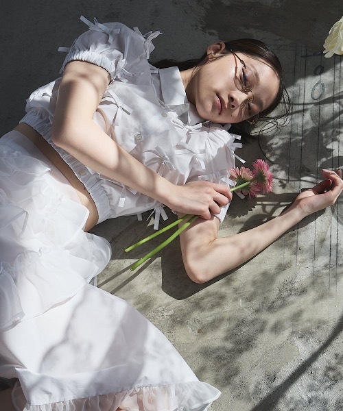 PAIN（ペイン）の「リボンパフスリーブブラウス/シャツ【セットアップ対応】（シャツ/ブラウス・レディース・ホワイト/ブラック/ピンク・FREE）」の10枚目の写真