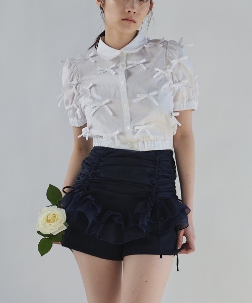 PAIN（ペイン）の「リボンパフスリーブブラウス/シャツ【セットアップ対応】（シャツ/ブラウス・レディース・ホワイト/ブラック/ピンク・FREE）」の17枚目の写真