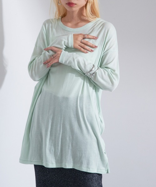 MILLER(ミラー)の「【Robert P. Miller】シアーロンT Light Prib Crew L/S Tee RM234-2131※(Tシャツ/カットソー・レディース・ライトグリーン/ブラック/ホワイト・FREE)」の3枚目の写真