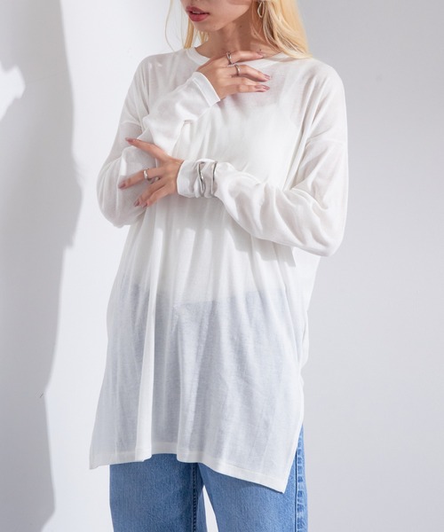 MILLER(ミラー)の「【Robert P. Miller】シアーロンT Light Prib Crew L/S Tee RM234-2131※(Tシャツ/カットソー・レディース・ライトグリーン/ブラック/ホワイト・FREE)」の4枚目の写真