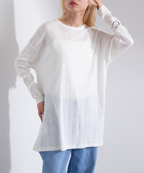 MILLER(ミラー)の「【Robert P. Miller】シアーロンT Light Prib Crew L/S Tee RM234-2131※(Tシャツ/カットソー・レディース・ライトグリーン/ブラック/ホワイト・FREE)」の5枚目の写真