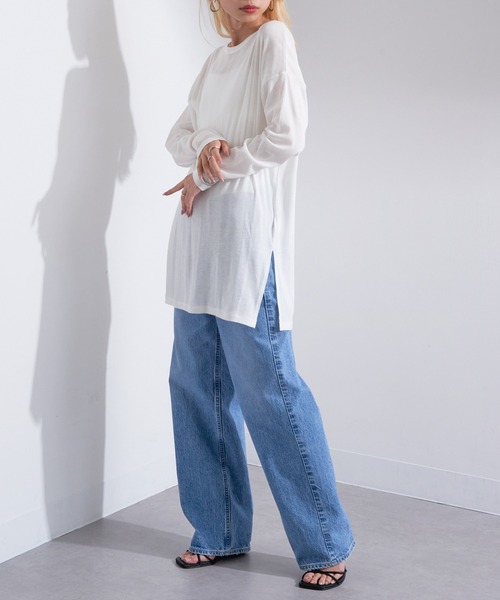 MILLER(ミラー)の「【Robert P. Miller】シアーロンT Light Prib Crew L/S Tee RM234-2131※(Tシャツ/カットソー・レディース・ライトグリーン/ブラック/ホワイト・FREE)」の8枚目の写真