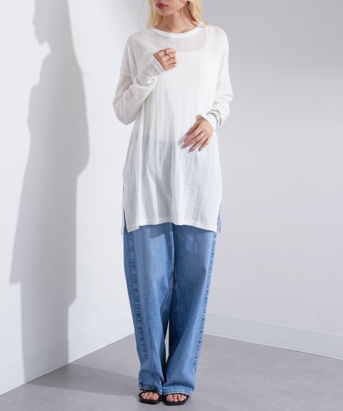 MILLER(ミラー)の「【Robert P. Miller】シアーロンT Light Prib Crew L/S Tee RM234-2131※(Tシャツ/カットソー・レディース・ライトグリーン/ブラック/ホワイト・FREE)」の9枚目の写真