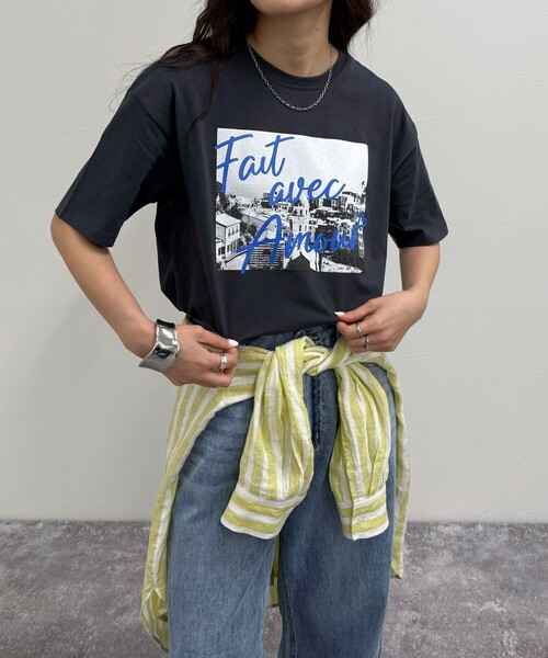 fredy emue（フレディエミュ）の「Amour PHOTO Tシャツ（Tシャツ/カットソー・レディース・チャコールグレー/ベージュ/オフホワイト・38）」の21枚目の写真