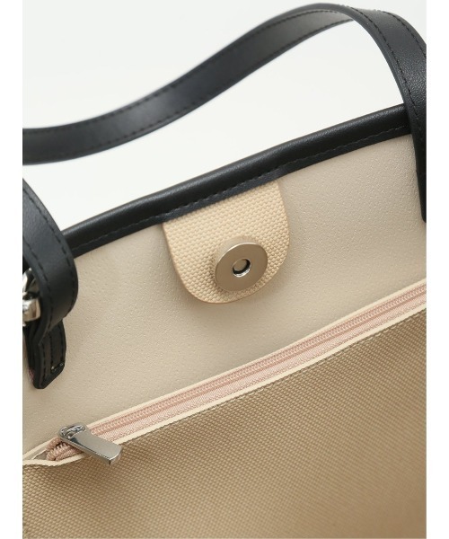 m.f.editorial（エムエフエディトリアル）の「【2WAY】配色キャンバス風 トートバッグ A4対応（トートバッグ・レディース・アイボリー/グレー・FREE）」の13枚目の写真