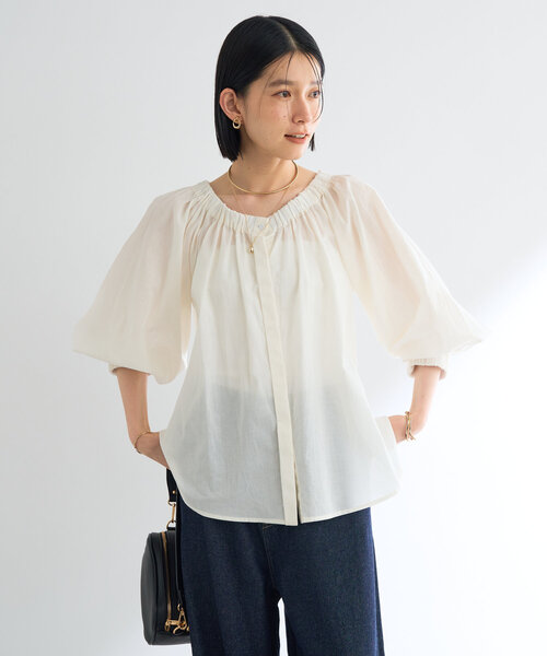 un dix cors（アンディコール）の「ギャザーオフショルブラウス（シャツ/ブラウス・レディース・オフホワイト/ブルー/ブラック・FREE）」の16枚目の写真