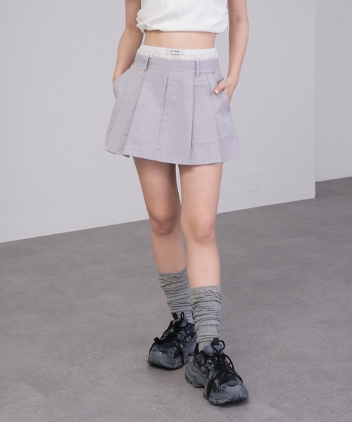 RAY CASSIN（レイカズン）の「ウエストレイヤードプリーツスカパン（スカート・レディース・ベージュ/グレー/ネイビー・FREE）」の4枚目の写真