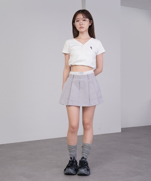 RAY CASSIN（レイカズン）の「ウエストレイヤードプリーツスカパン（スカート・レディース・ベージュ/グレー/ネイビー・FREE）」の6枚目の写真