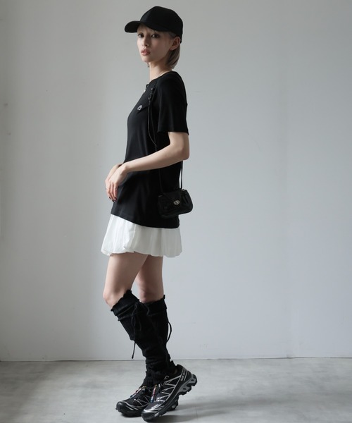 Girly Doll(ガーリードール)の「ワンポイントデザインシアーTシャツ(Tシャツ/カットソー・レディース・グレー/ブラック/ホワイト・F)」の6枚目の写真