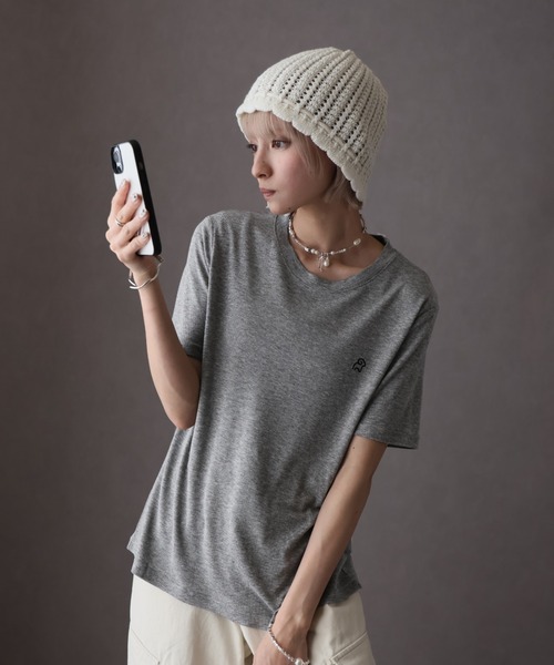 Girly Doll(ガーリードール)の「ワンポイントデザインシアーTシャツ(Tシャツ/カットソー・レディース・グレー/ブラック/ホワイト・F)」の10枚目の写真