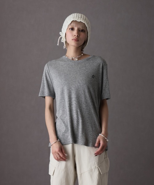 Girly Doll(ガーリードール)の「ワンポイントデザインシアーTシャツ(Tシャツ/カットソー・レディース・グレー/ブラック/ホワイト・F)」の12枚目の写真