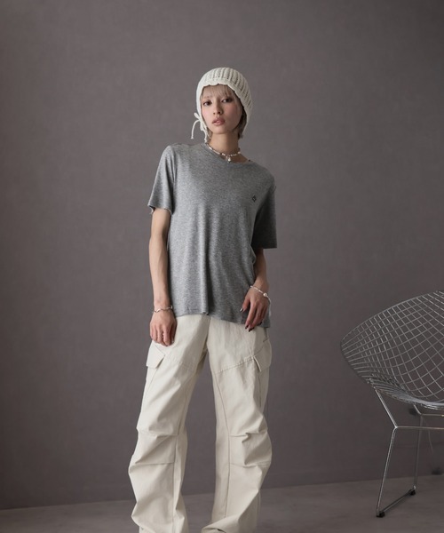 Girly Doll(ガーリードール)の「ワンポイントデザインシアーTシャツ(Tシャツ/カットソー・レディース・グレー/ブラック/ホワイト・F)」の13枚目の写真