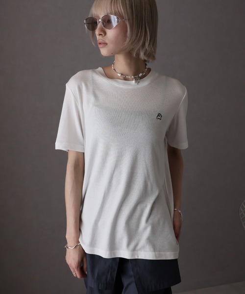 Girly Doll(ガーリードール)の「ワンポイントデザインシアーTシャツ(Tシャツ/カットソー・レディース・グレー/ブラック/ホワイト・F)」の16枚目の写真