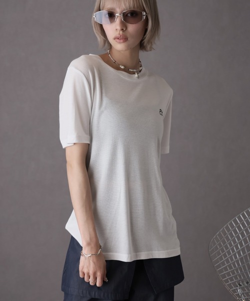Girly Doll(ガーリードール)の「ワンポイントデザインシアーTシャツ(Tシャツ/カットソー・レディース・グレー/ブラック/ホワイト・F)」の18枚目の写真