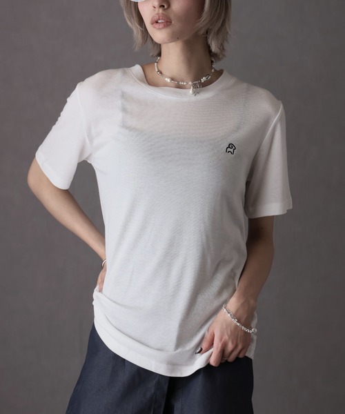 Girly Doll(ガーリードール)の「ワンポイントデザインシアーTシャツ(Tシャツ/カットソー・レディース・グレー/ブラック/ホワイト・F)」の19枚目の写真